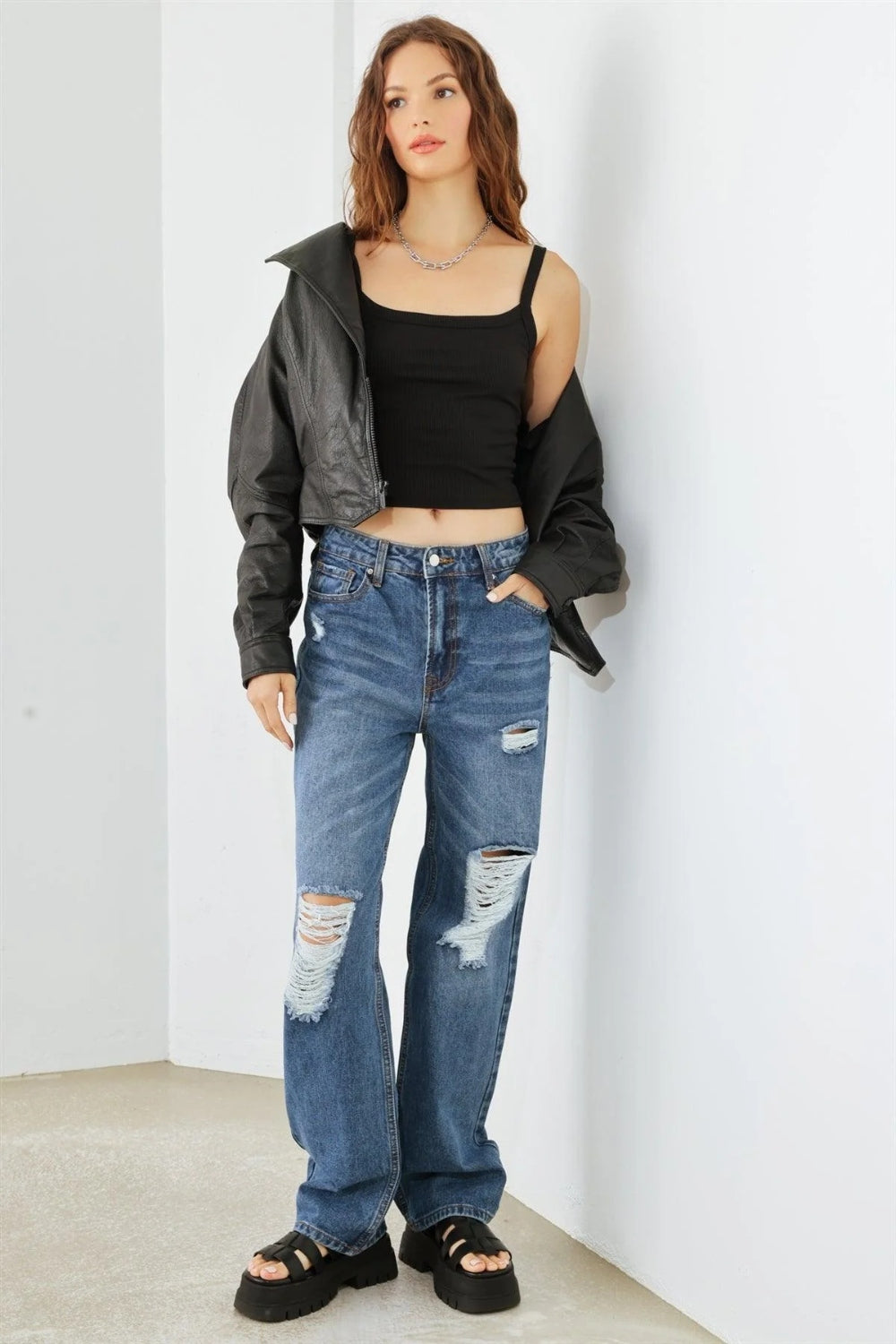 Distressed High Waist Jeans