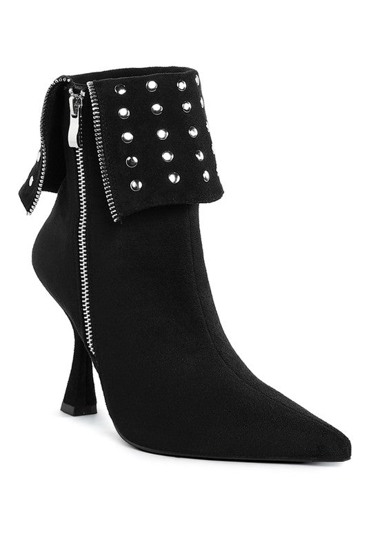 Stud Embellished Foldover Boots