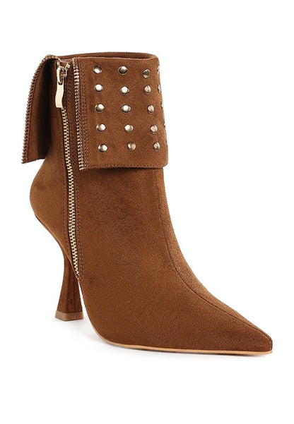 Stud Embellished Foldover Boots