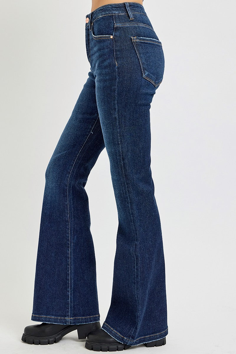 High Rise Flare Jeans with Pockets