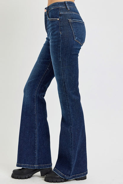 High Rise Flare Jeans with Pockets