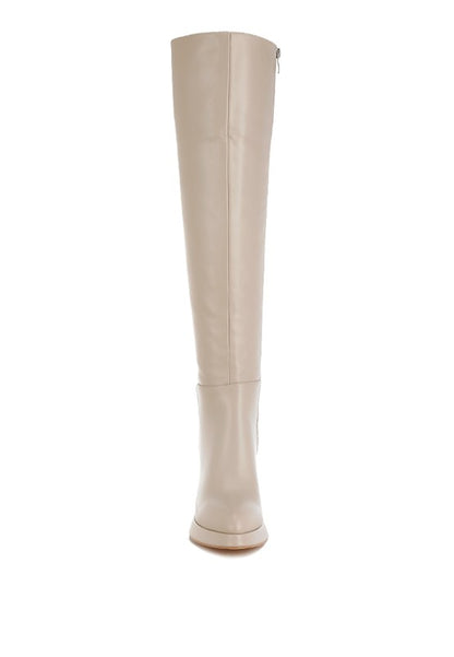 Faux Leather Knee-High Boots