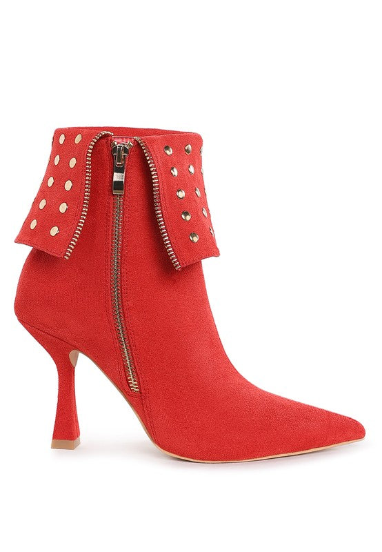 Stud Embellished Foldover Boots