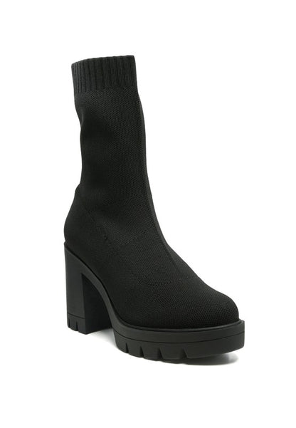 Knitted Block Heeled Boots