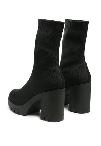 Knitted Block Heeled Boots