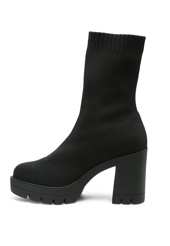 Knitted Block Heeled Boots