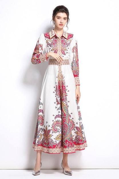 Floral Multi-Print Long Sleeves Dress