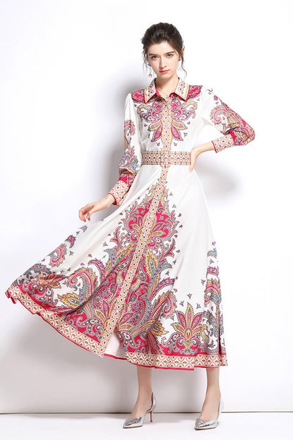 Floral Multi-Print Long Sleeves Dress