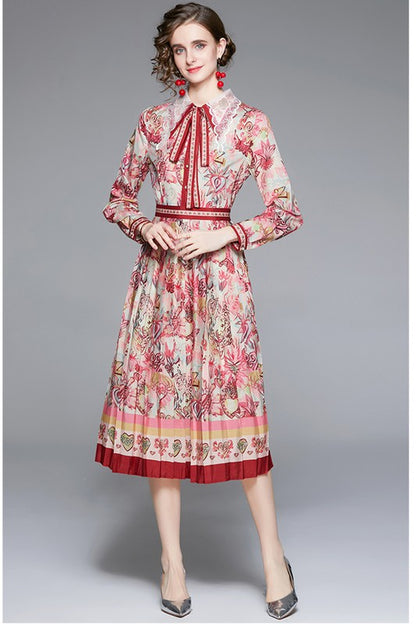 Floral Multi Print Long Sleeves Dress