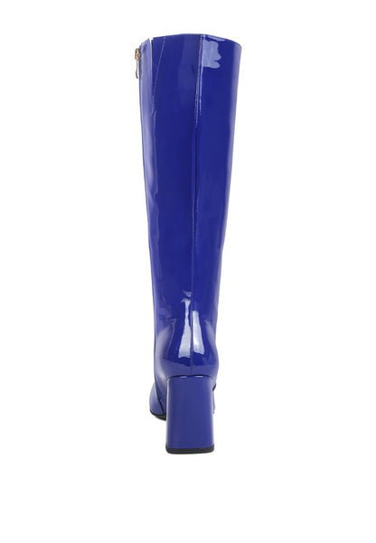 Patent PU Block Heeled Calf Boots