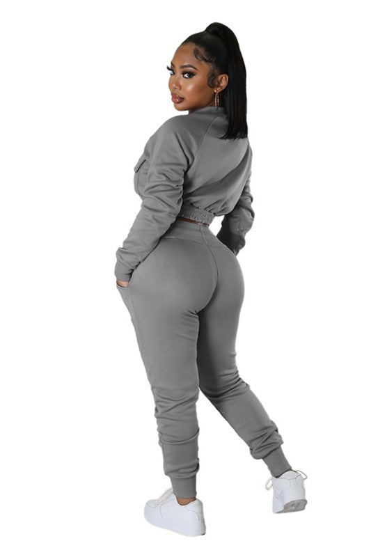 LONG SLEEVE ZIP UP JOGGER SET