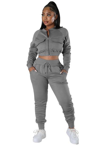 LONG SLEEVE ZIP UP JOGGER SET