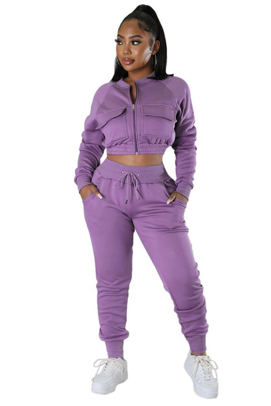 LONG SLEEVE ZIP UP JOGGER SET