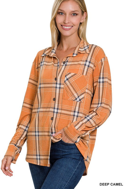 Plaid Shacket With Front Pocket