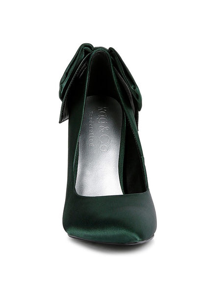 Green Satin Stiletto Pump Sandals