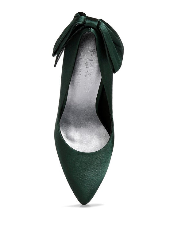 Green Satin Stiletto Pump Sandals