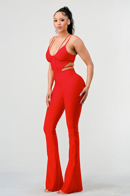 DOUBLE SPAGHETTI STRAP BODYCON JUMPSUIT