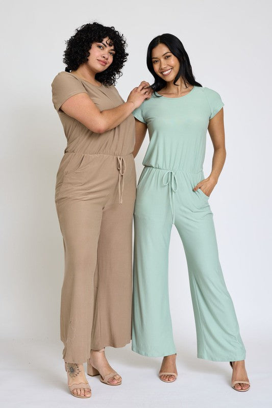 Short Sleeve Jumpsuit W/Pocket