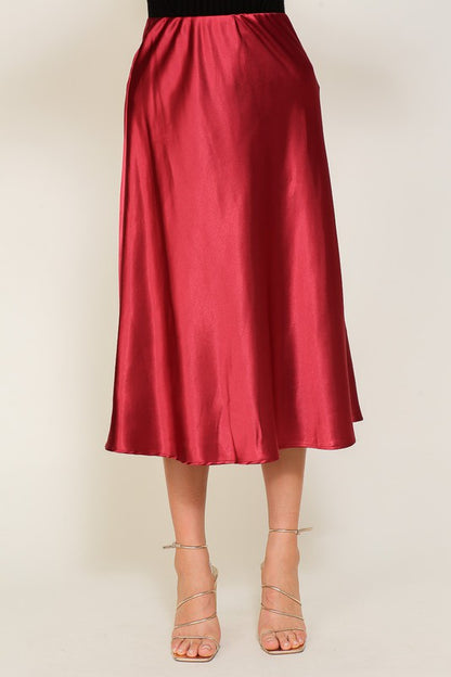 Satin Midi Flare Skirt