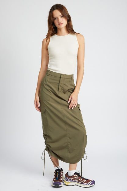 RUCHED MIDI CARGO SKIRT Emory Park