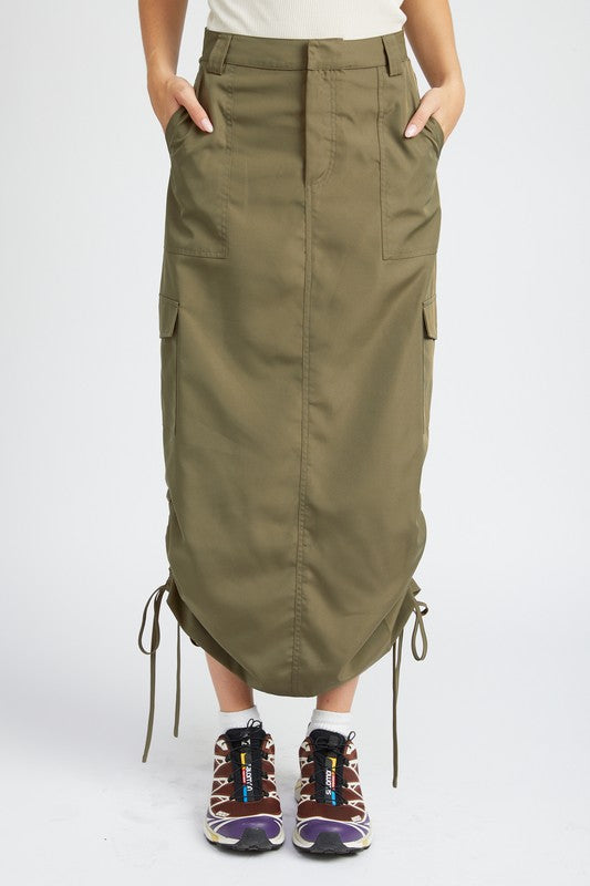 RUCHED MIDI CARGO SKIRT Emory Park