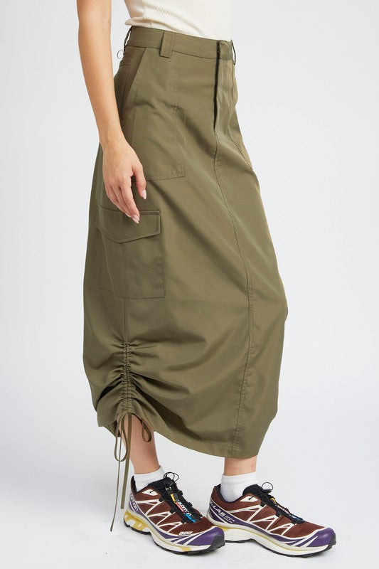 RUCHED MIDI CARGO SKIRT Emory Park