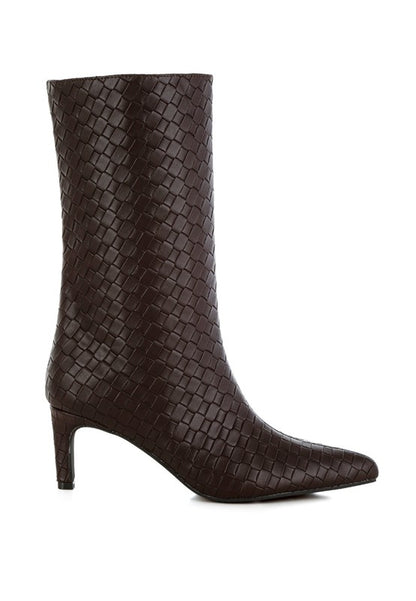 Woven Faux Leather Boots