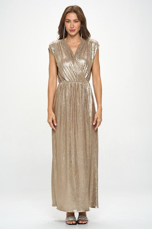 Sleeveless Metallic Maxi Dress