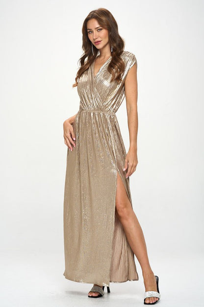 Sleeveless Metallic Maxi Dress