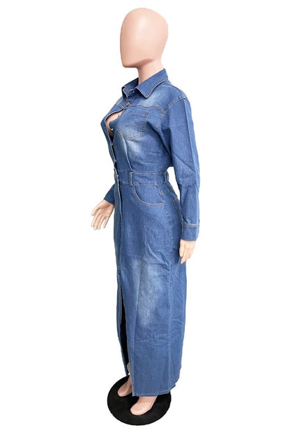 DENIM LONG MAXI DRESS