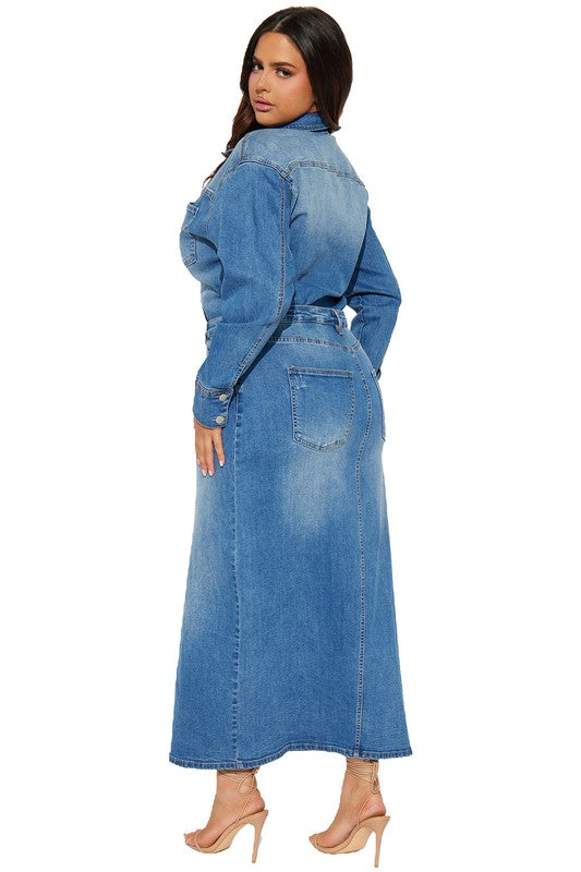 DENIM LONG MAXI DRESS