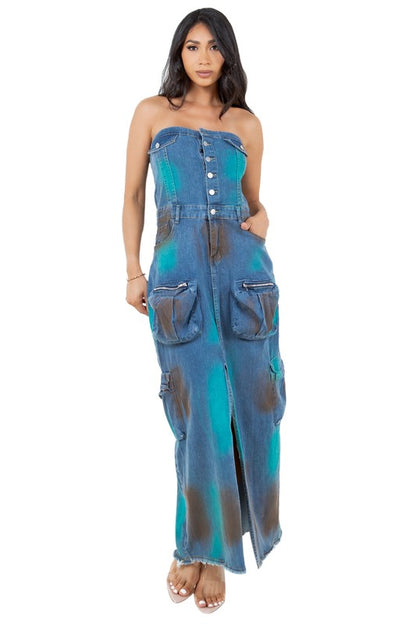 DENIM LONG MAXI DRESS