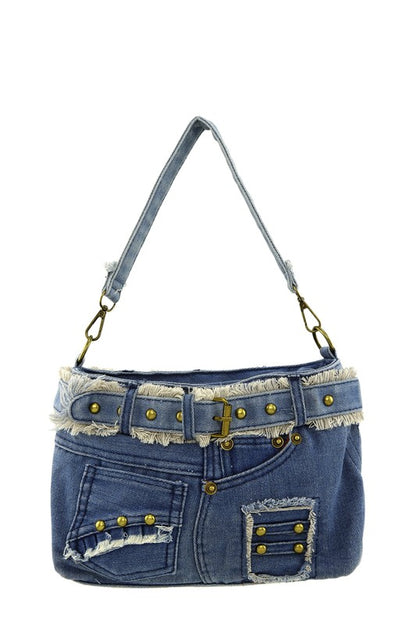 Denim Pants Shape Crossbody Bag