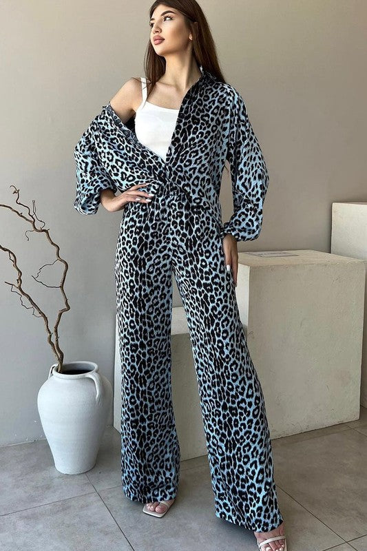 ANIMAL PRINT TWO PIECE PANTS SET