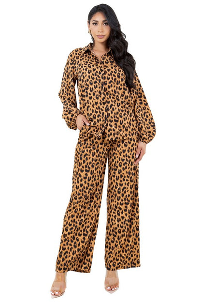 ANIMAL PRINT TWO PIECE PANTS SET