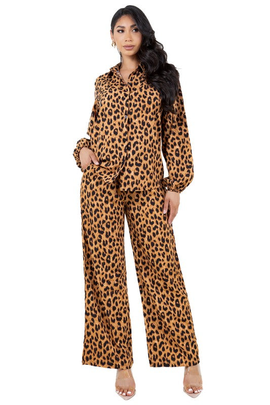 ANIMAL PRINT TWO PIECE PANTS SET