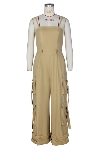 wide-leg cargo style jumpsuit