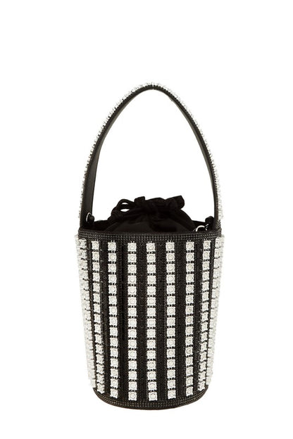 Rhinestone Cylinder Shaped Bucket bag