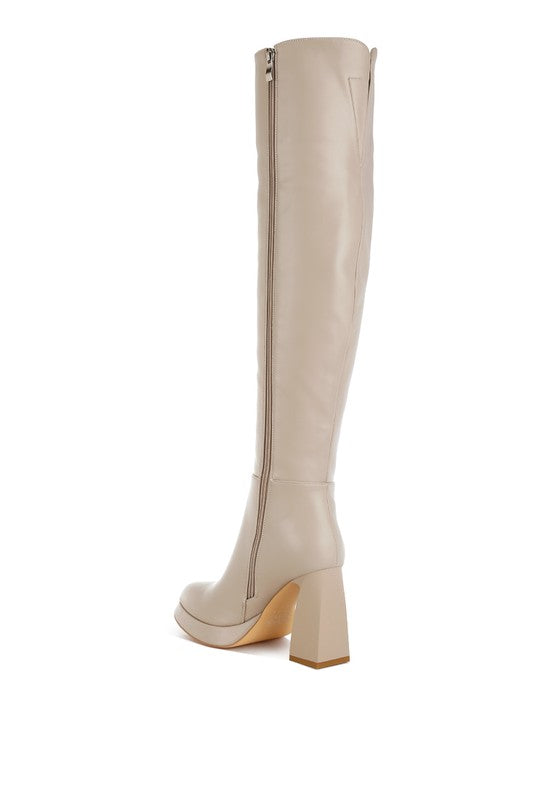 Faux Leather Knee-High Boots