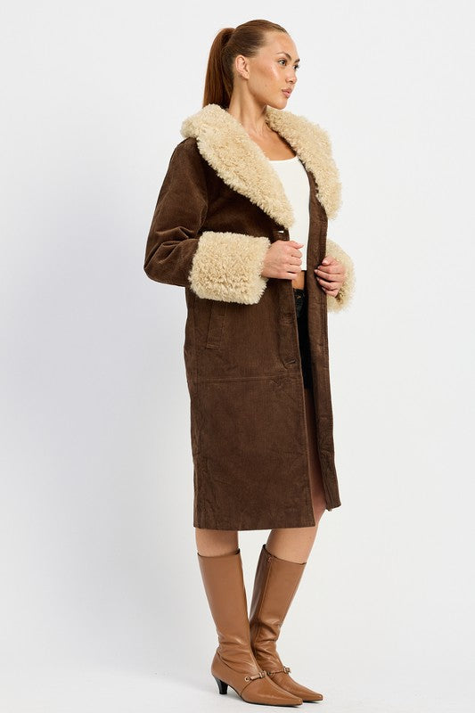 FAUX FUR MID TRENCH COAT