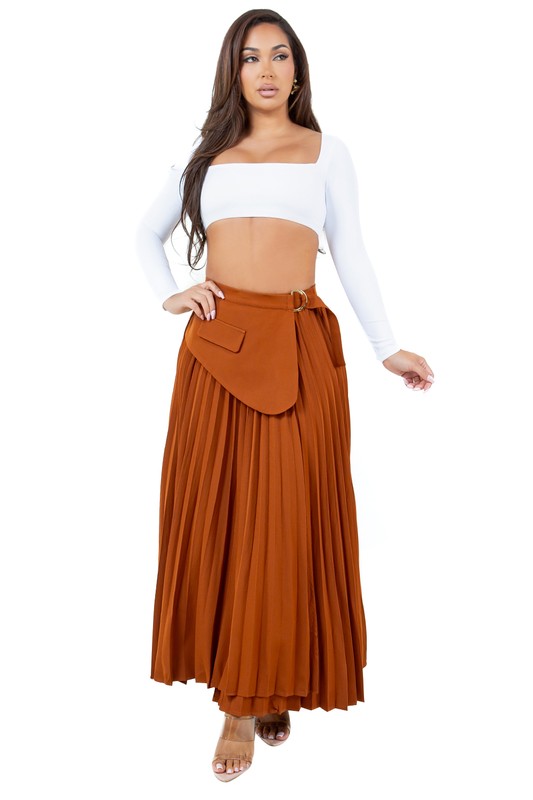 PLEATED LONG MAXI SKIRTS