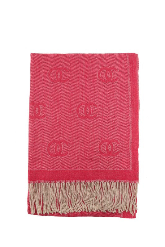 Double C Pattern Scarf with Fringe