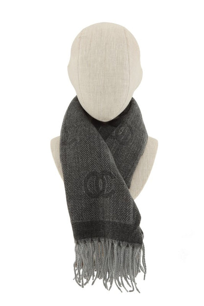 Double C Pattern Scarf with Fringe