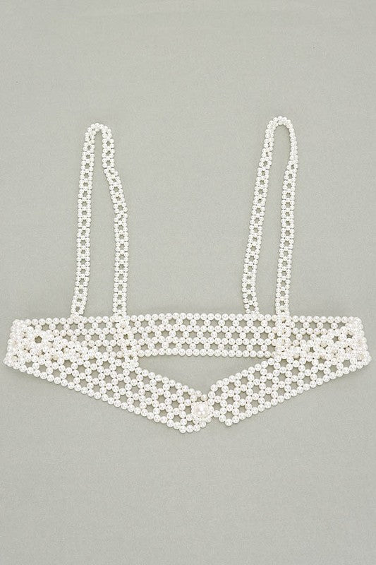 Braided Faux Pearl Harness Belt