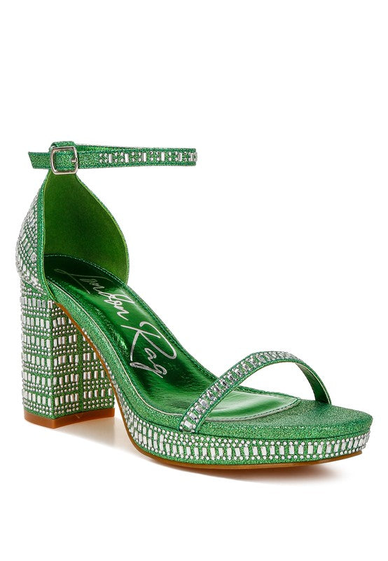 Rhinestones Embellished Block Sandals