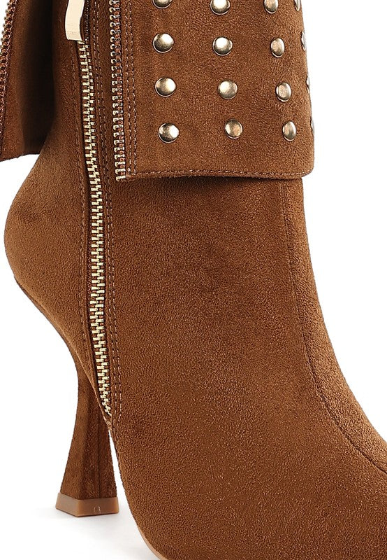 Stud Embellished Foldover Boots