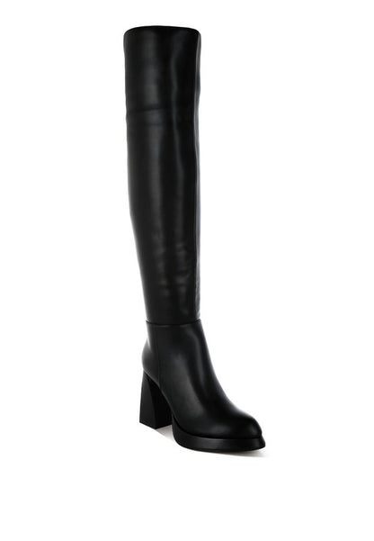 Faux Leather Knee-High Boots