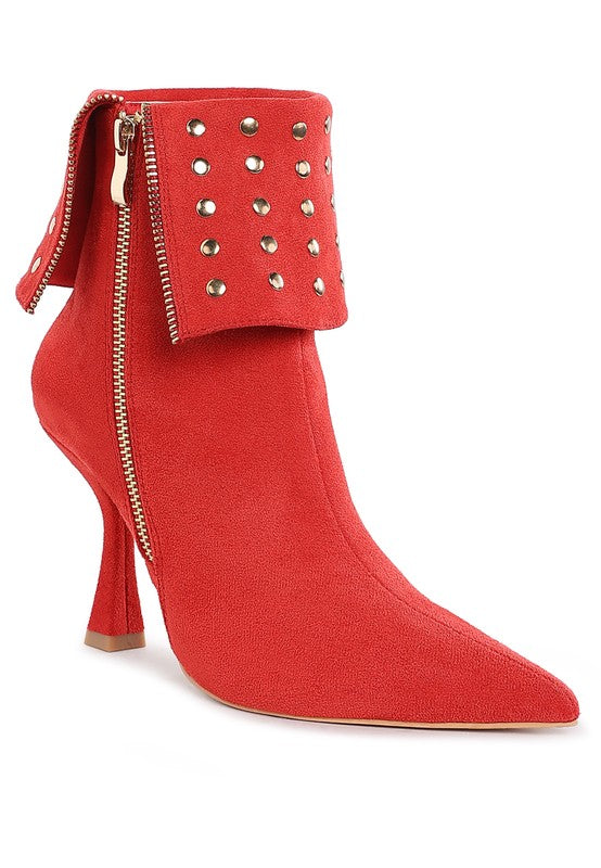 Stud Embellished Foldover Boots