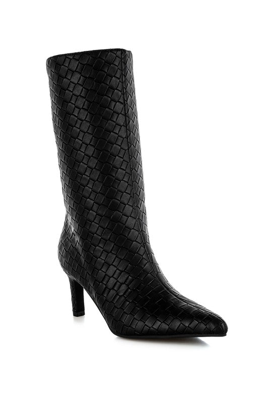 Woven Faux Leather Boots