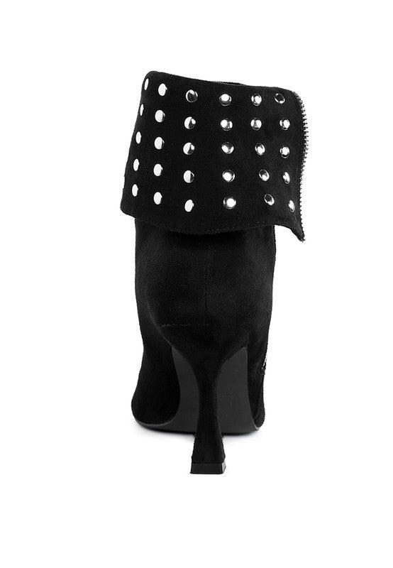 Stud Embellished Foldover Boots